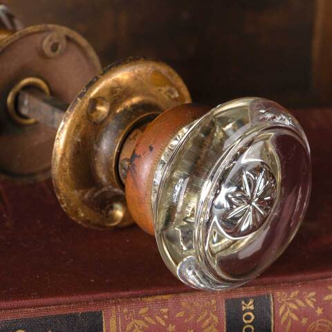 #54772 Antique Glass Doorknob Door Hardware Set image 2