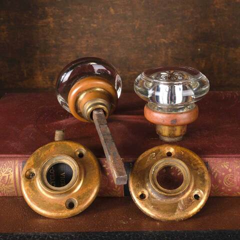 #54772 Antique Glass Doorknob Door Hardware Set image 7