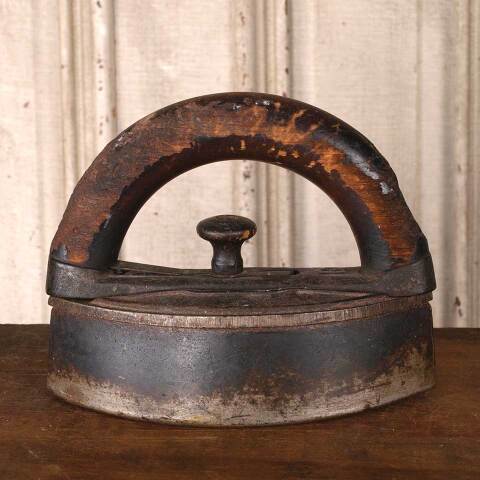 #54813 Antique Cast Iron & Wood Sad Iron image 4