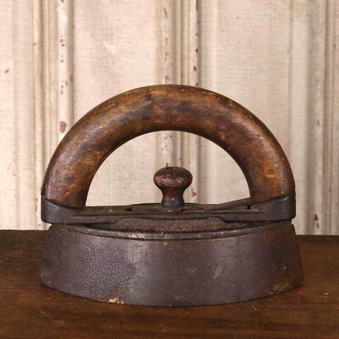 #54814 Antique Cast Iron & Wood Sad Iron image 2