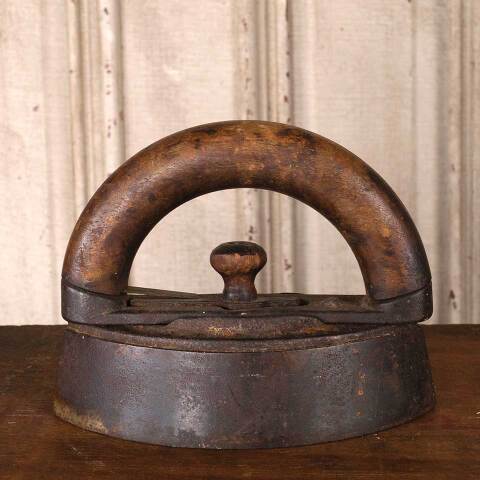 #54814 Antique Cast Iron & Wood Sad Iron image 3