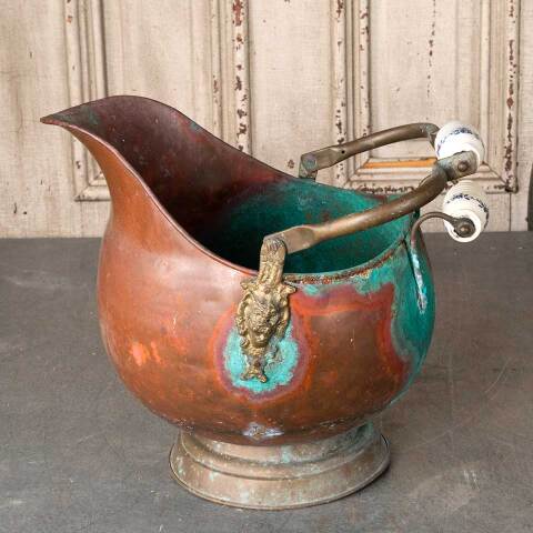 #54816 Antique Copper Coal Scuttle Bucket image 8