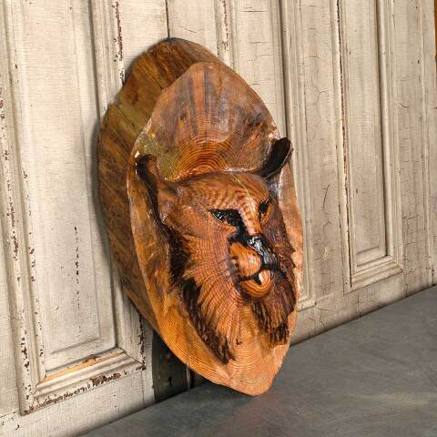 #54831 16x25 Carved Wood Bobcat Wall Hanging image 2