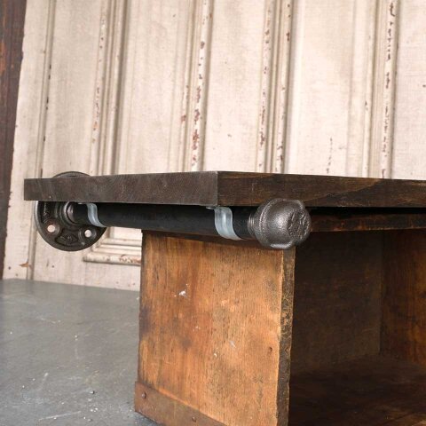 #54840 Salvaged Wood & Metal Industrial Wall Shelf image 5