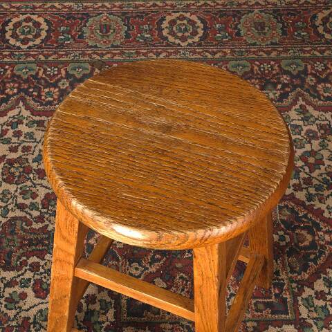 #54845 18" Tall Oak Wood Stool image 2