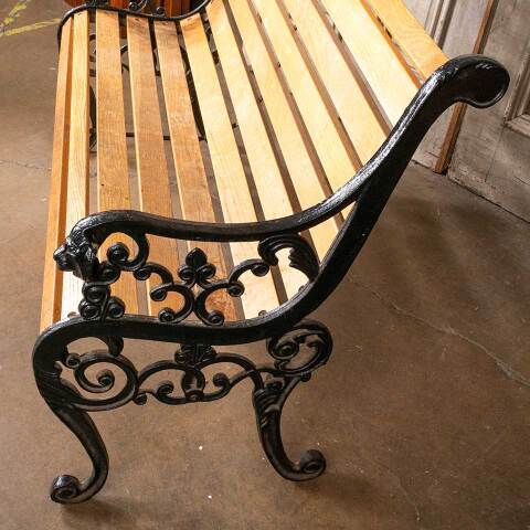 #54875 52" Antique Cast Iron Bench w/ Lion Heads image 4