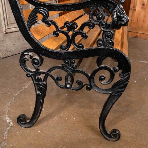 #54875 52" Antique Cast Iron Bench w/ Lion Heads image 6