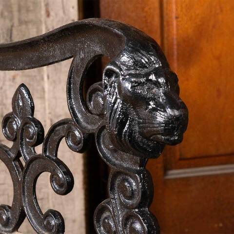 #54875 52" Antique Cast Iron Bench w/ Lion Heads image 7