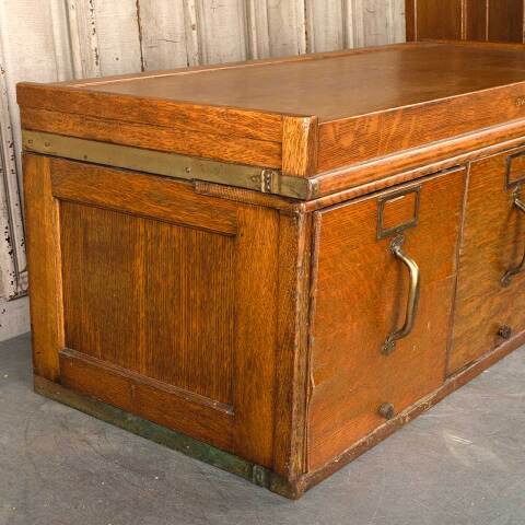 #54902 Antique Oak GLOBE 3 Drawer Filing Cabinet image 3
