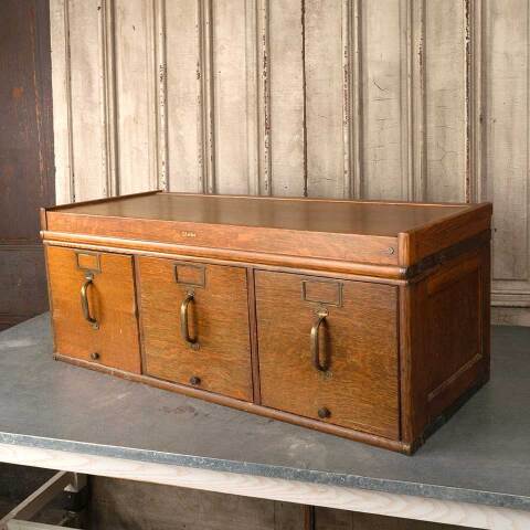 #54902 Antique Oak GLOBE 3 Drawer Filing Cabinet image 7