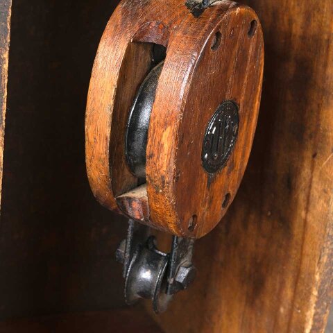 #54916 Antique U-W Wood & Metal Barn Pulley image 2