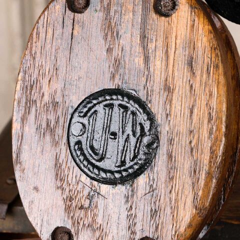 #54916 Antique U-W Wood & Metal Barn Pulley image 6