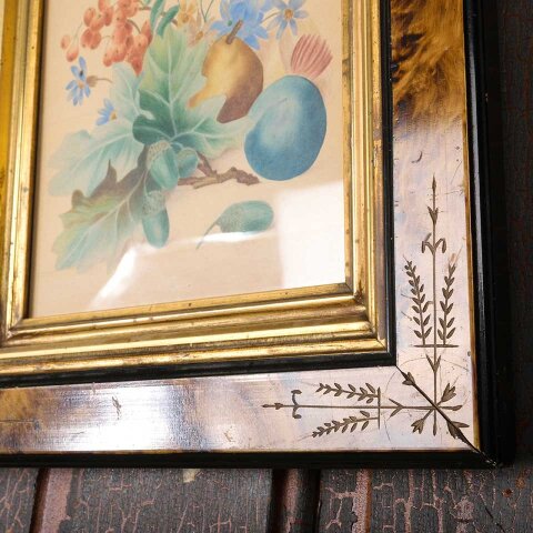 #54960 Antique Victorian Framed Floral Drawing image 3