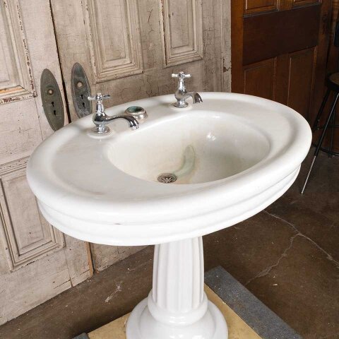 #54970 34x32 Antique Oval Bathroom Pedestal Sink image 6