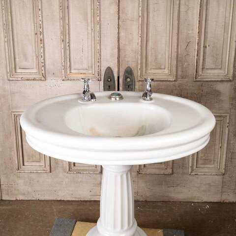 #54970 34x32 Antique Oval Bathroom Pedestal Sink image 7