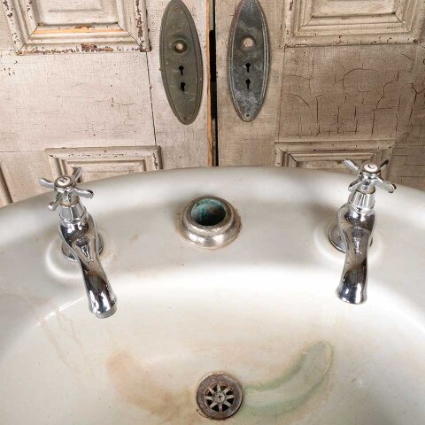 #54970 34x32 Antique Oval Bathroom Pedestal Sink image 8