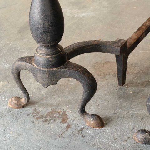 #54980 Pair of Vintage Brass & Cast Iron Andirons image 5