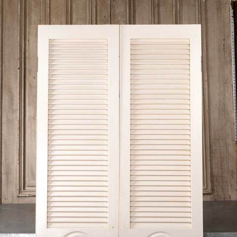 #54995 36x79 Vintage MCM Wood Louvered Doors image 2