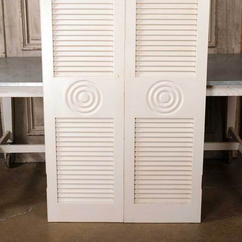 #54995 36x79 Vintage MCM Wood Louvered Doors image 3