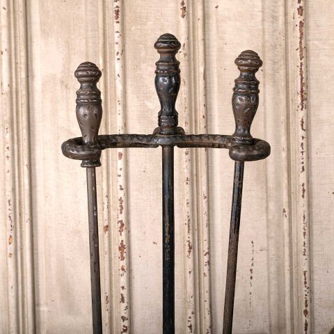 #55036 Antique Victorian Cast Iron Fireplace Tool Set image 3