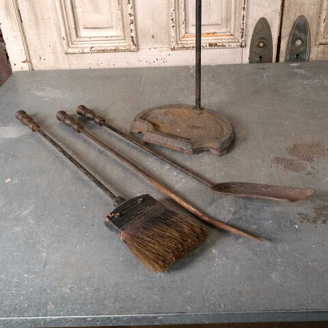 #55036 Antique Victorian Cast Iron Fireplace Tool Set image 4