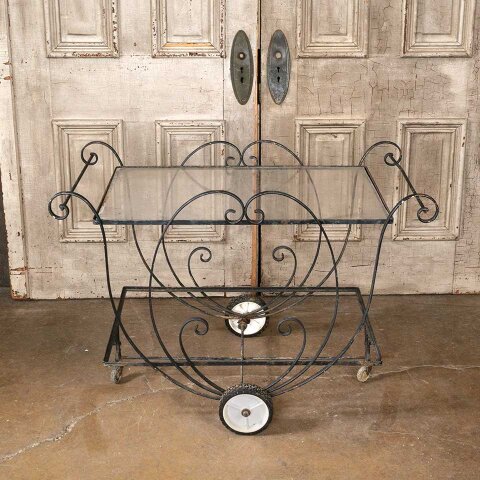 #55042 Vintage Wrought Iron Garden Planter Cart image 2