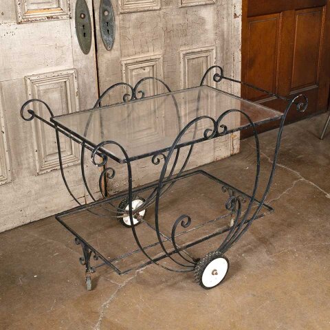 #55042 Vintage Wrought Iron Garden Planter Cart image 3