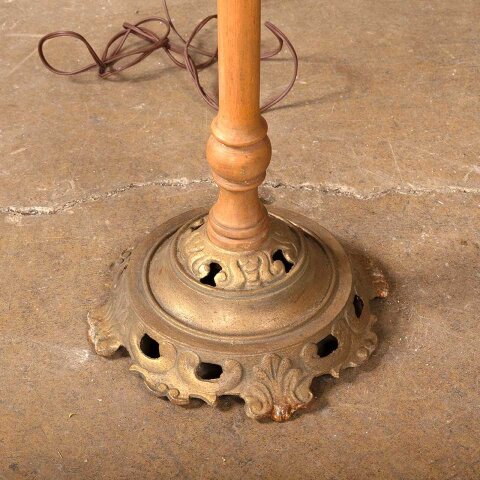 #55043 Antique Turned Wood & Brass Floor Lamp image 2
