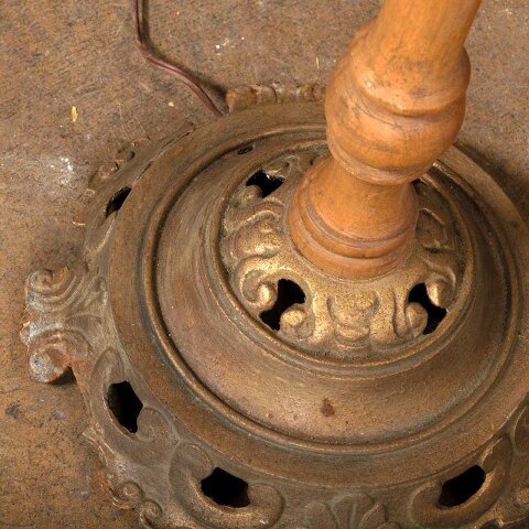#55043 Antique Turned Wood & Brass Floor Lamp image 8