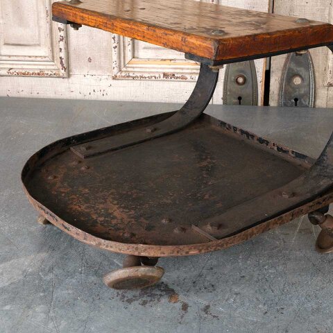 #55046 Vintage Wood & Metal Creeper Stool image 2