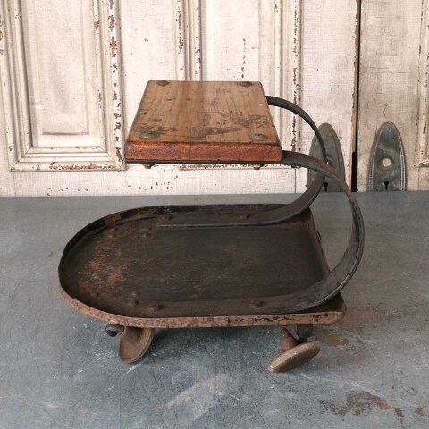 #55046 Vintage Wood & Metal Creeper Stool image 6