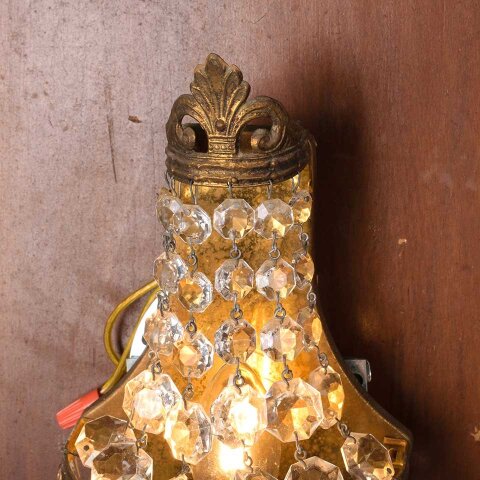 #55051 Vintage Brass & Glass Wall Sconce Lights image 5