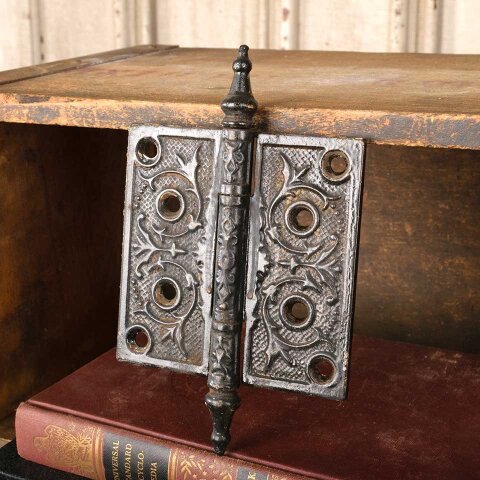 4" Antique Ornate Cast Iron Door Hinge
