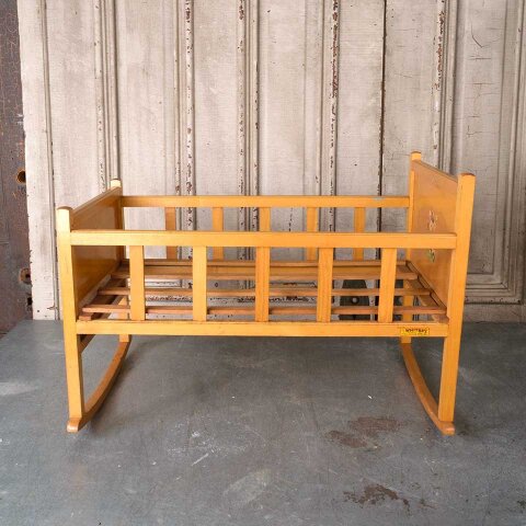 #55078 Vintage Wood Baby Doll Rocking Crib image 4