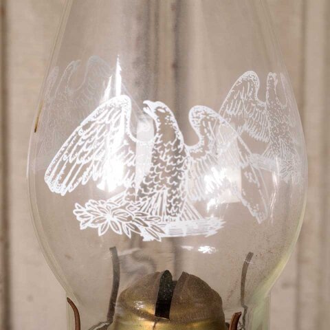 #55093 Antique Glass Oil Lamp w/ Eagle on Chimney image 4