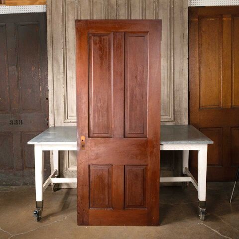 #55113 32x79 Antique 4 Panel Wood Interior Door image 4