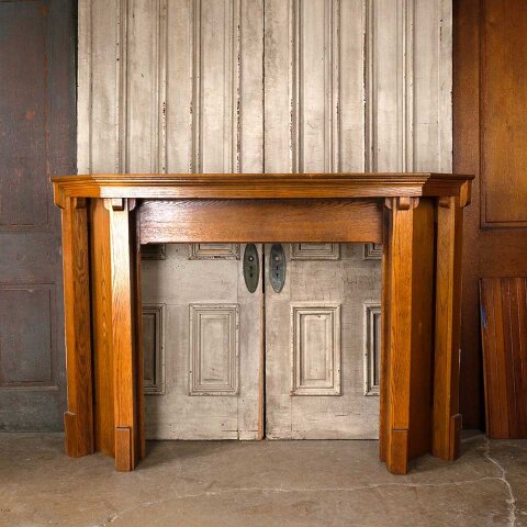 74x50 Salvaged Oak Corner Fireplace Mantel
