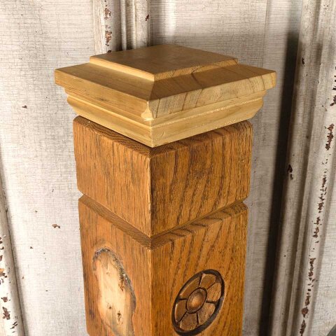 #55159 53" Antique Oak Wood Staircase Newel Post image 7