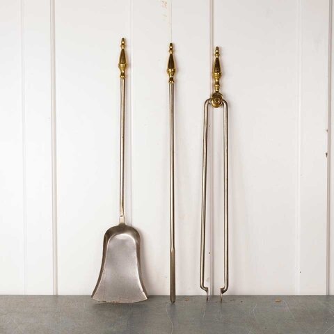 Vintage Brass & Metal Fireplace Tool Set