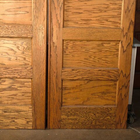 #55164 62x84 Antique Oak 5 Panel Pocket Doors image 3
