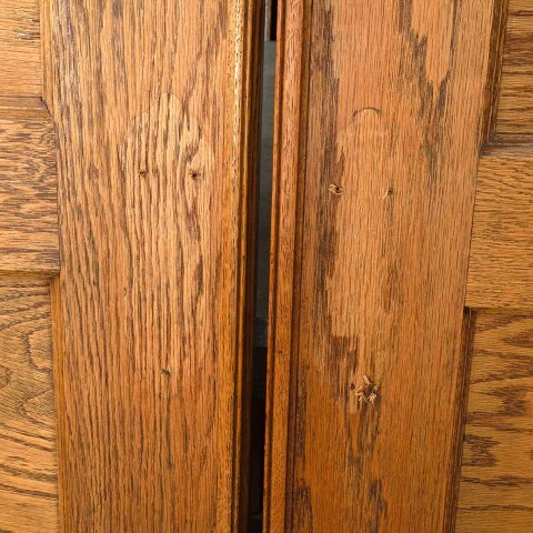 #55164 62x84 Antique Oak 5 Panel Pocket Doors image 4