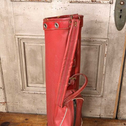 #55191 Vintage Larry Kemper Red Leather Golf Bag image 2