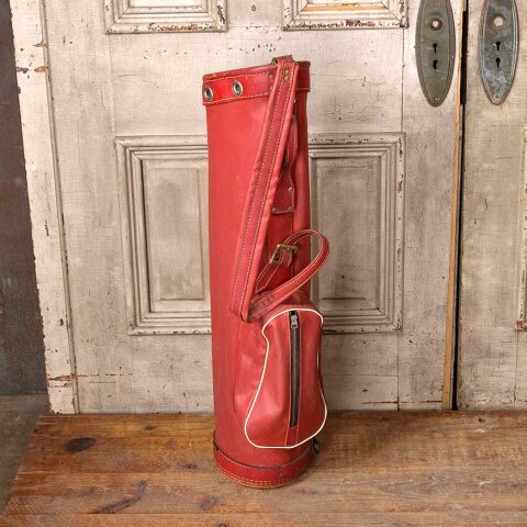 #55191 Vintage Larry Kemper Red Leather Golf Bag image 3