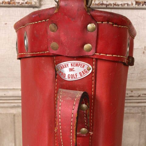 #55191 Vintage Larry Kemper Red Leather Golf Bag image 4