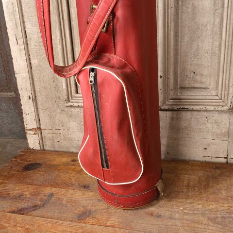 #55191 Vintage Larry Kemper Red Leather Golf Bag image 5