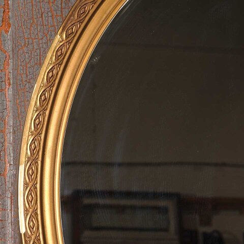 #55220 27" Antique Round Wood & Gesso Mirror image 2