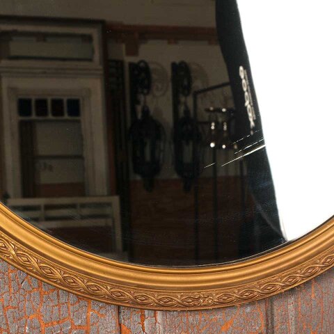 #55220 27" Antique Round Wood & Gesso Mirror image 3