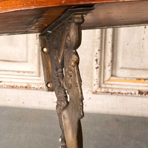 #55222 Antique Wood Shelf w/ Ornate Iron Brackets image 8
