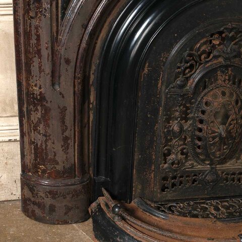 #55243 50x44 Antique Iron Fireplace Mantel & Cover image 3