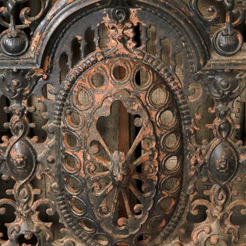 #55243 50x44 Antique Iron Fireplace Mantel & Cover image 5